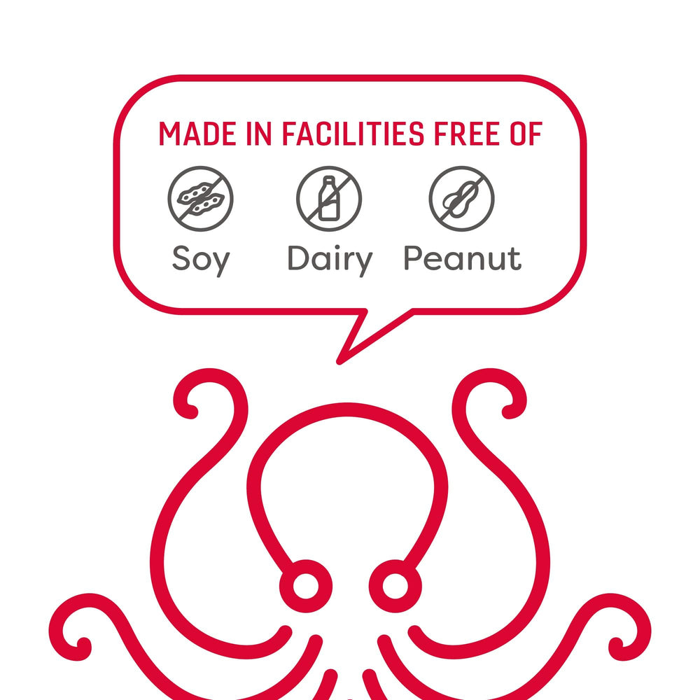 OCTONUTS product label and certifications close-up showing non-GMO, keto, and gluten-free claims benefit