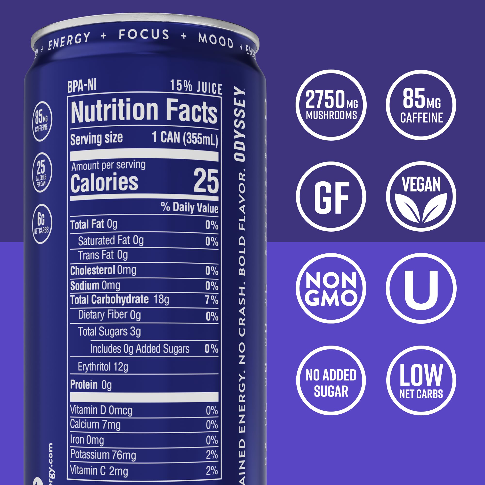 ODYSSEY ELIXIR side label close-up highlighting ingredient panel and transparency