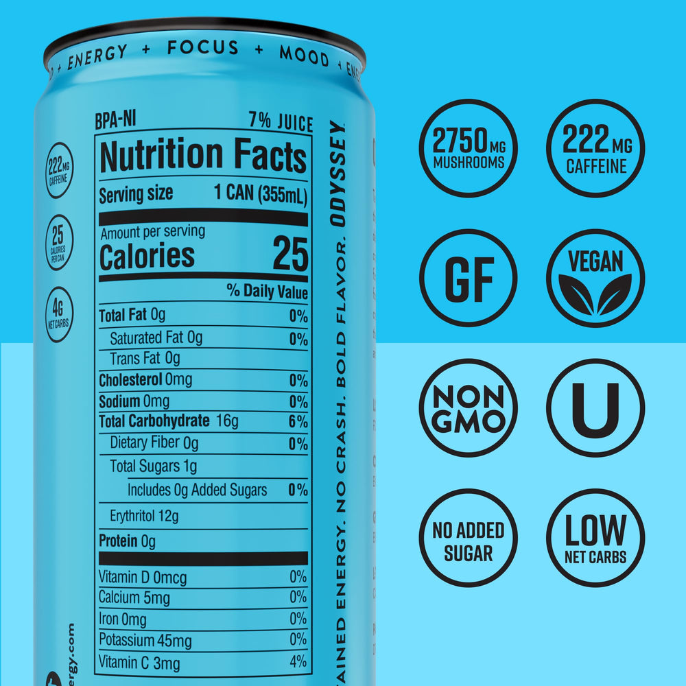 ODYSSEY ELIXIR side label close-up with nutrient facts and ingredient callouts