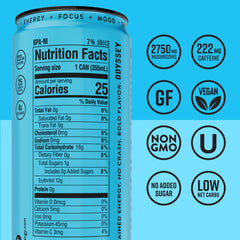 ODYSSEY ELIXIR side label close-up with nutrient facts and ingredient callouts