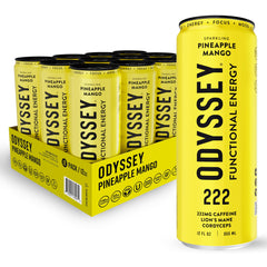 Odyssey Elixir front can showing Pineapple Mango flavor and clean energy benefits