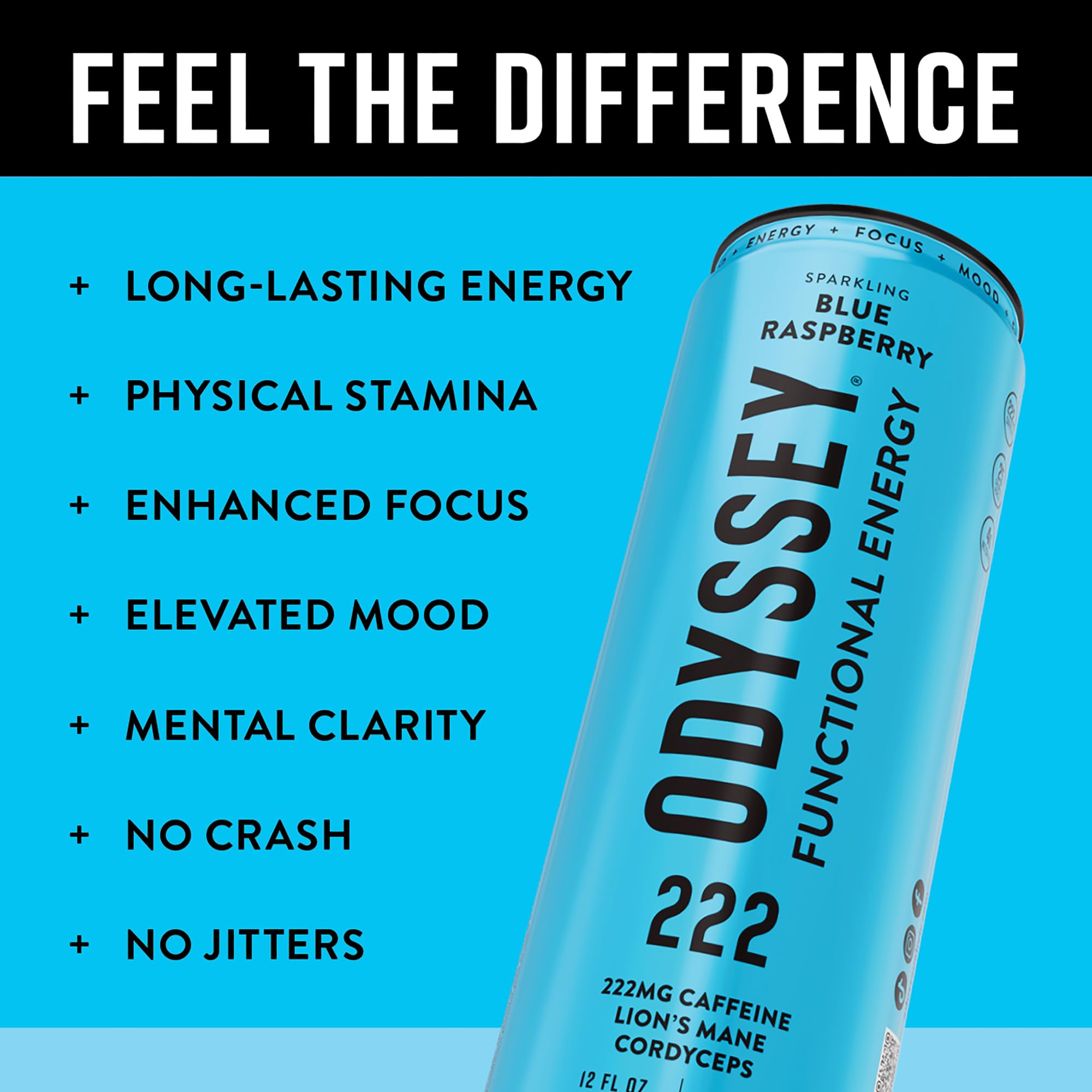 ODYSSEY ELIXIR ingredients display with lion's mane and cordyceps for focus