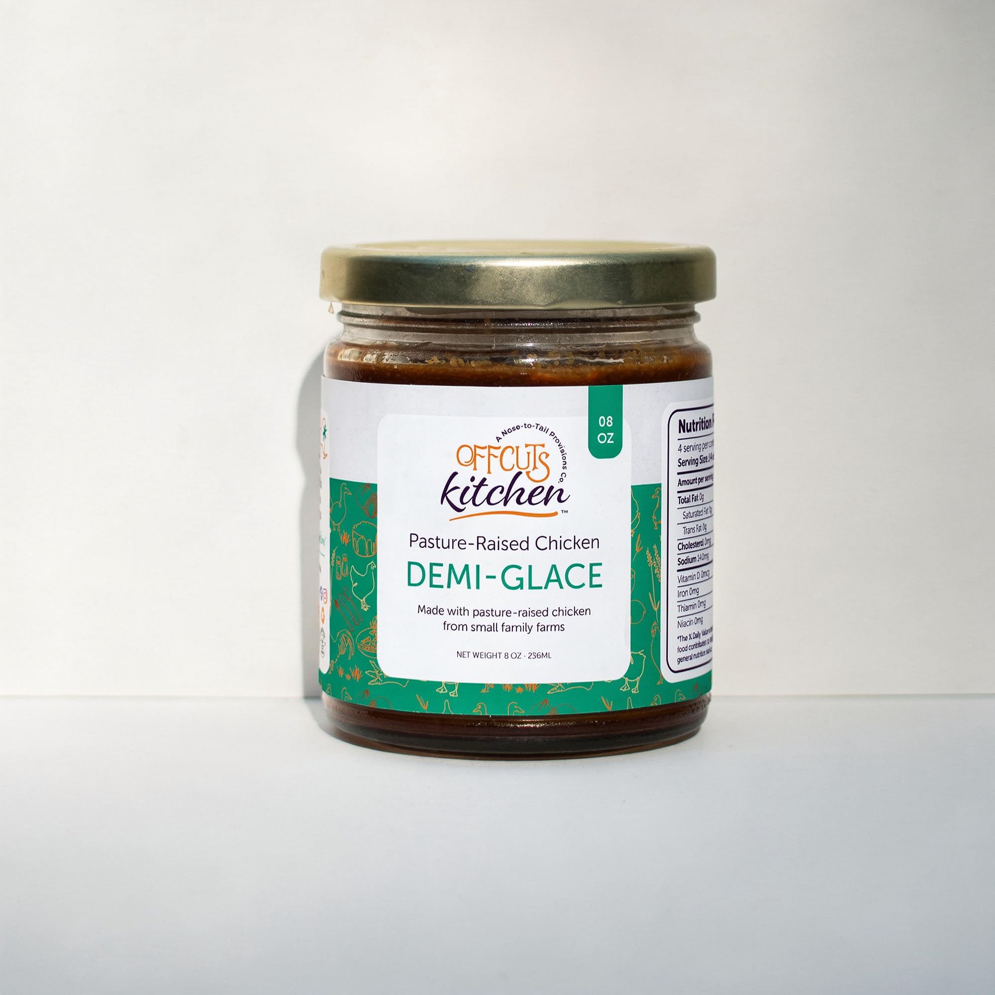 Offcuts Kitchen label close-up displaying ingredients and clean, gluten-free formulation