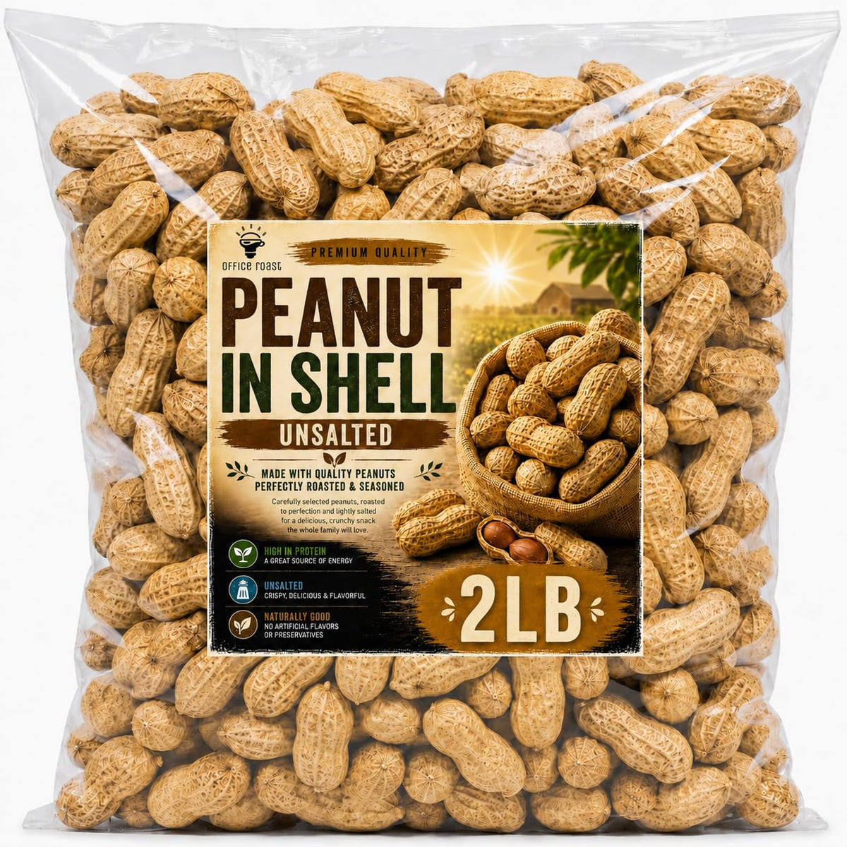 Office Roast front packaging showing 2 lb value bag and bulk benefit