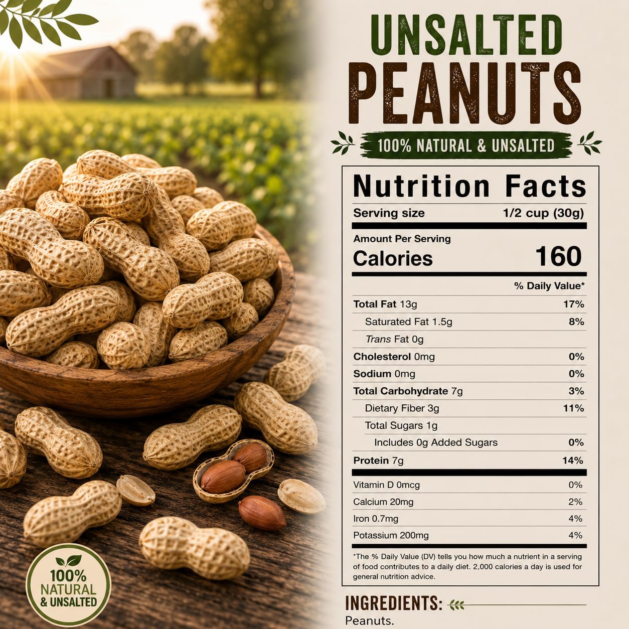 Office Roast close-up of peanut shell and kernel with crunchy detail benefit