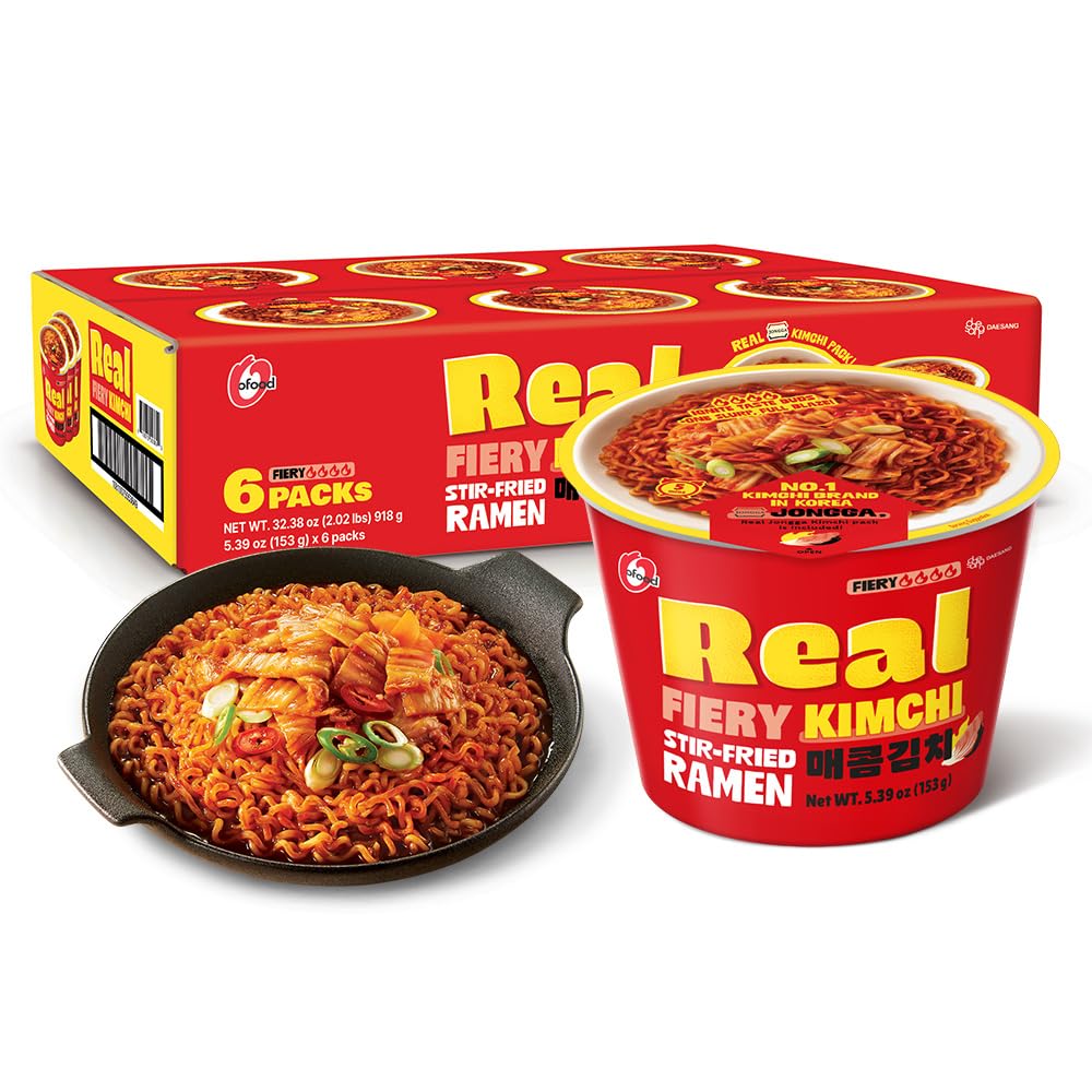 O’Food front packaging showing premium x-large kimchi ramen benefit quick pantry meal
