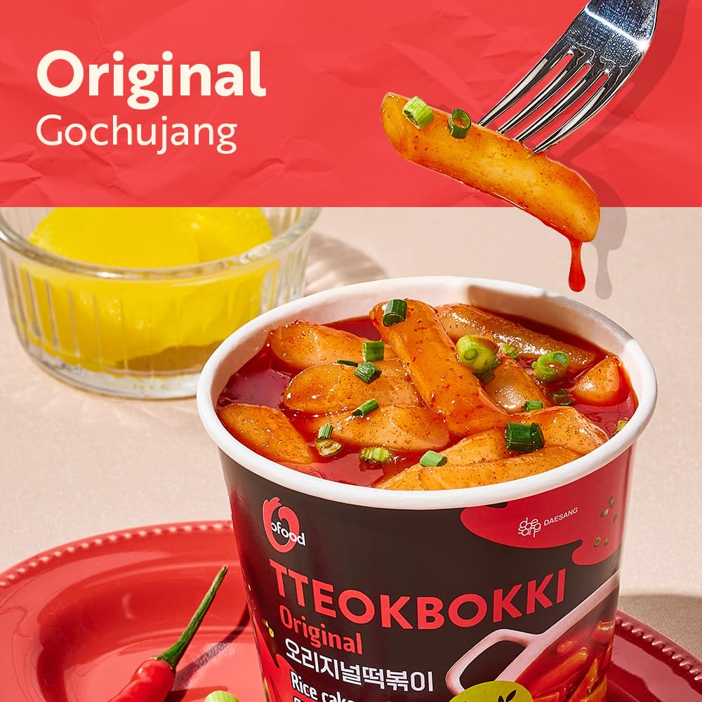 O’Food tteokbokki served in bowl in a casual setting for on-the-go meal solution