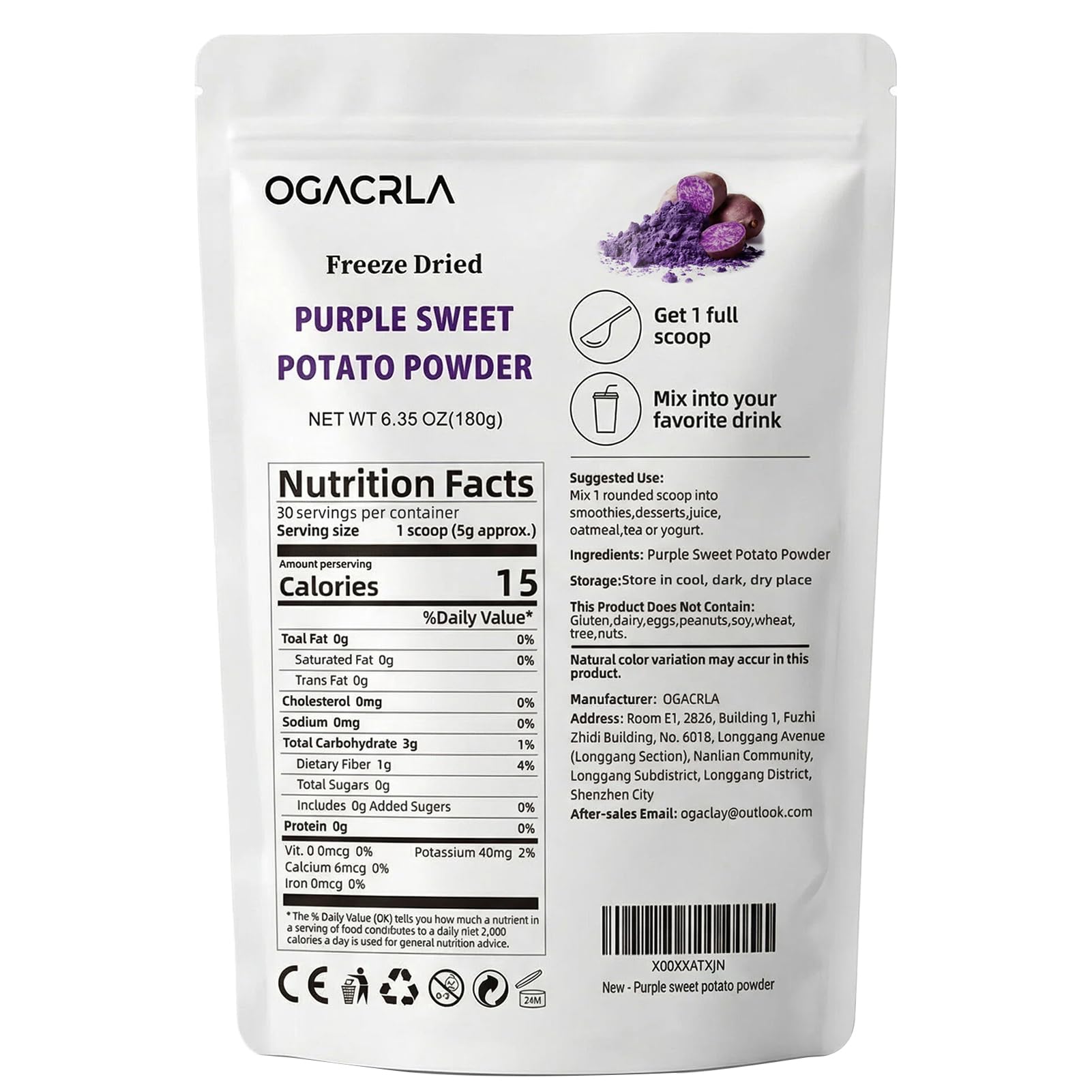 OGACRLA measuring scoop with powder showing portion control and ease of use