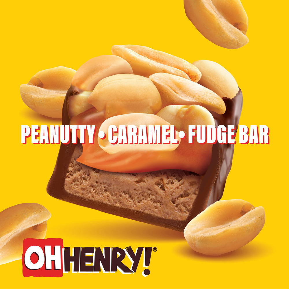 Oh Henry! bulk 24-pack box stacked for convenient storage and event-ready supply