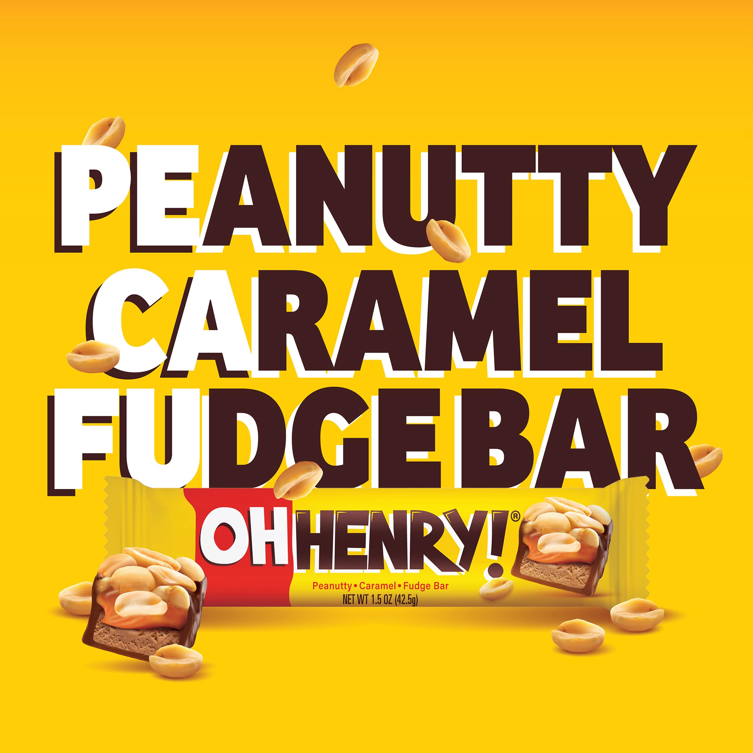 Oh Henry! bar in hand demonstrating 1.5oz size for portion control and portability