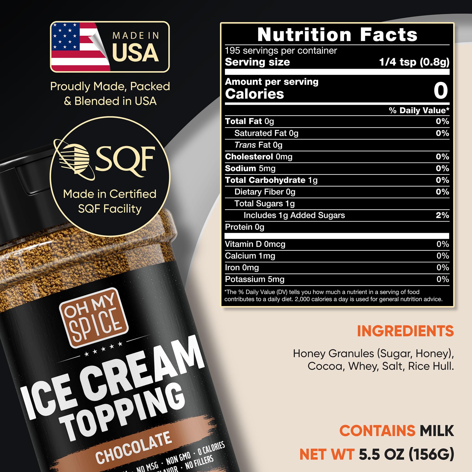 Oh My Spice sprinkled on ice cream adding gourmet chocolate finish and visual appeal