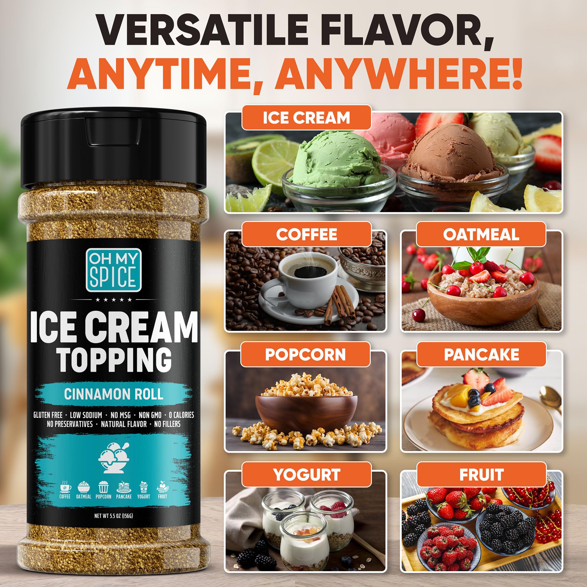 Oh My Spice sprinkled on ice cream adding bakery-style flavor