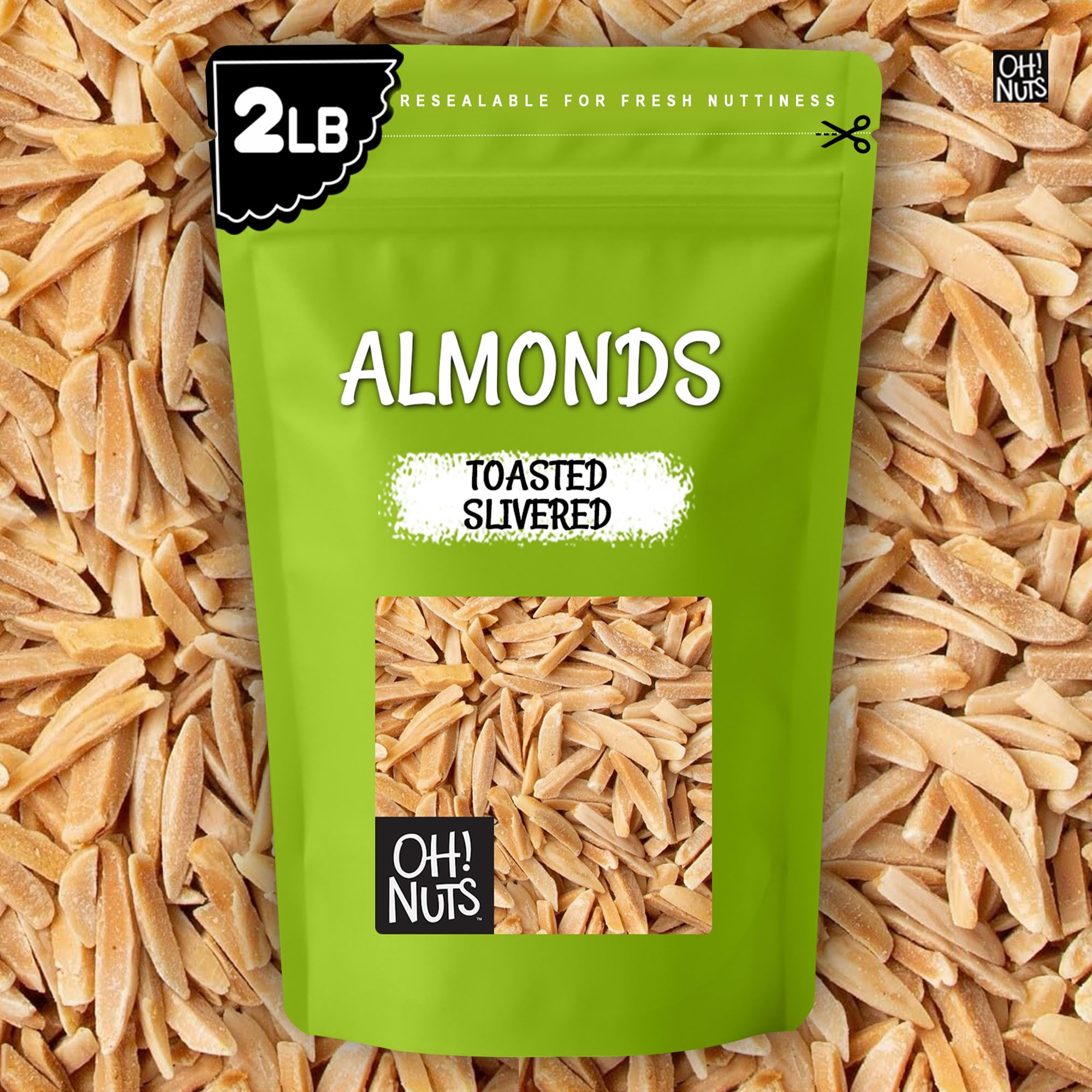 Oh! Nuts two-pound bag beside measuring cup for size perspective