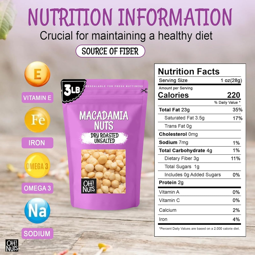 Oh! Nuts close-up macadamia kernel texture highlighting creamy crunch