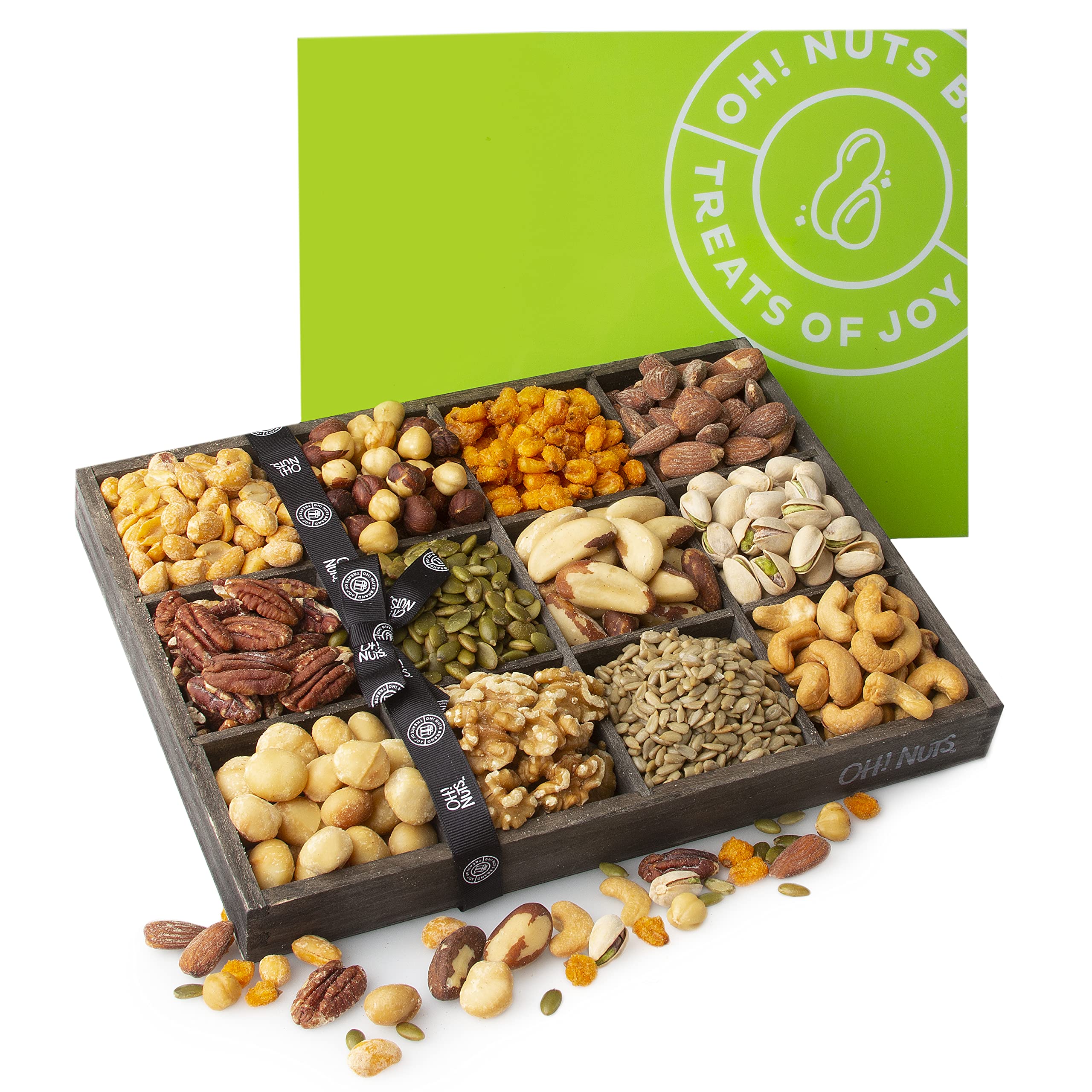 Oh! Nuts close-up of mixed nuts texture highlighting fresh crunch and variety