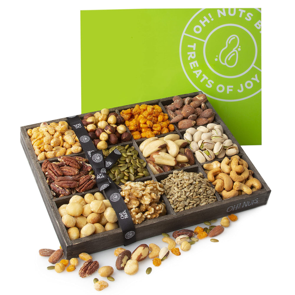 Oh! Nuts close-up of mixed nuts texture highlighting fresh crunch and variety