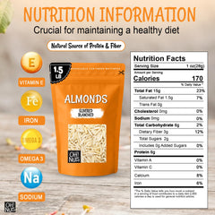 Oh! Nuts close-up slivered almond texture revealing fine, skinless pieces and uniformity