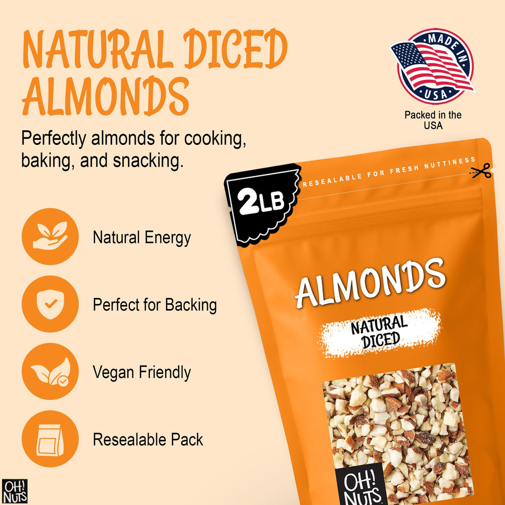 Oh! Nuts diced almonds sprinkled on muffin to add crunchy topping