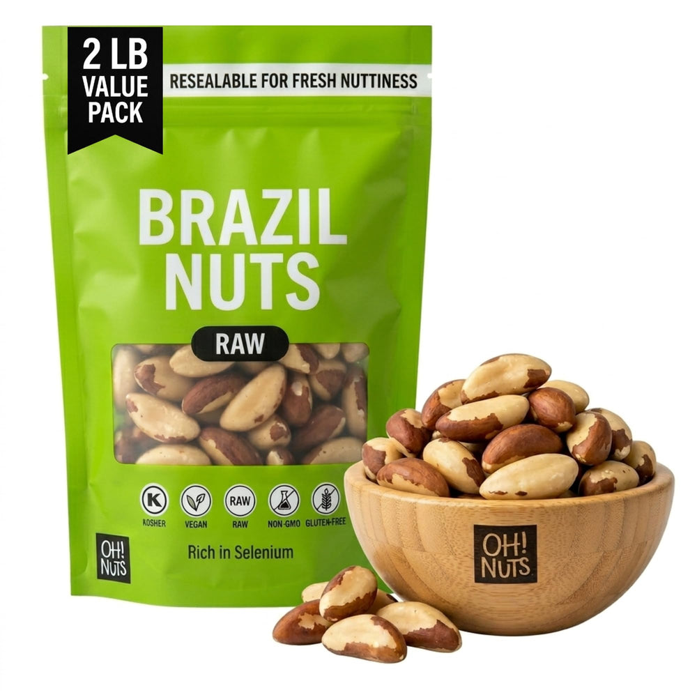 Oh! Nuts front packaging 2 lb bag showing product name and resealable feature