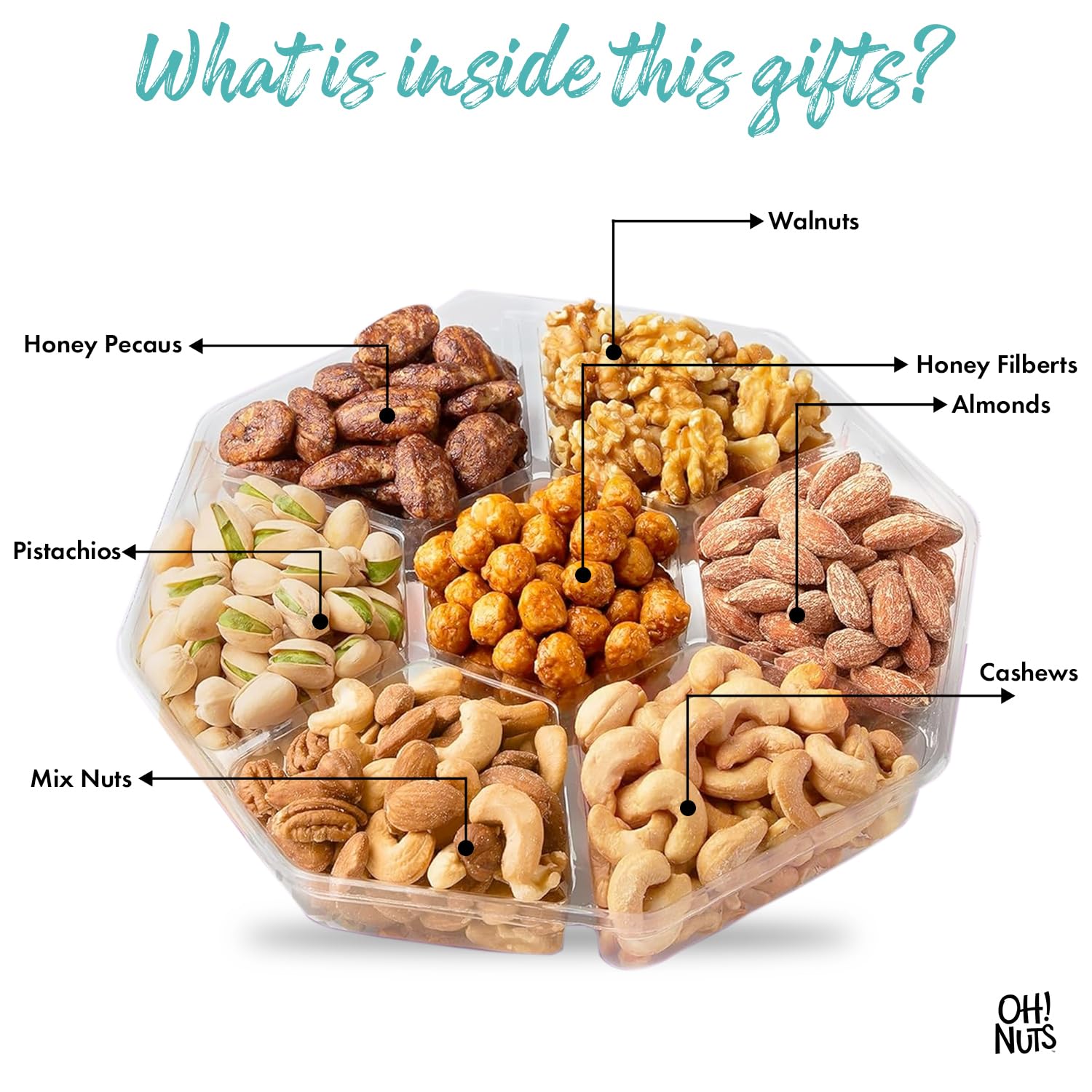 Oh! Nuts label detail with certifications emphasizing quality and dietary notes