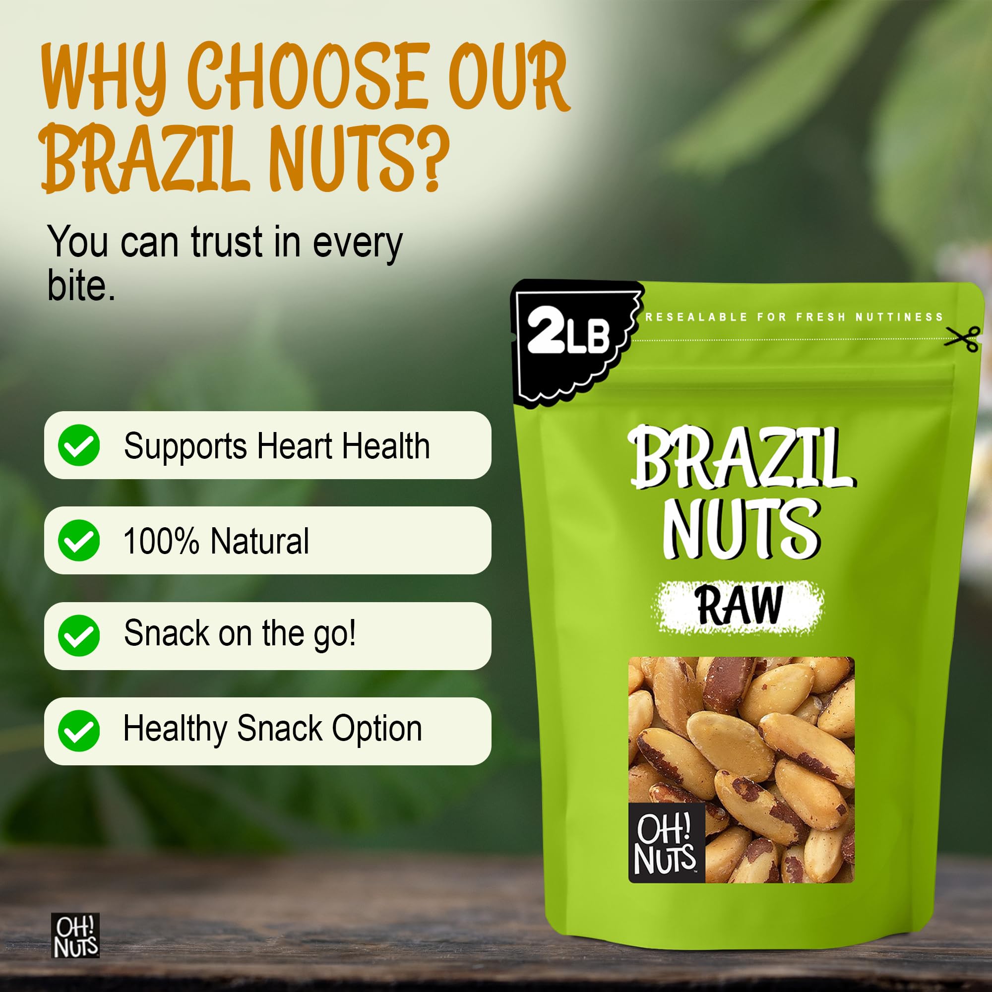 Oh! Nuts label close-up showing kosher and vegan icons for diet clarity