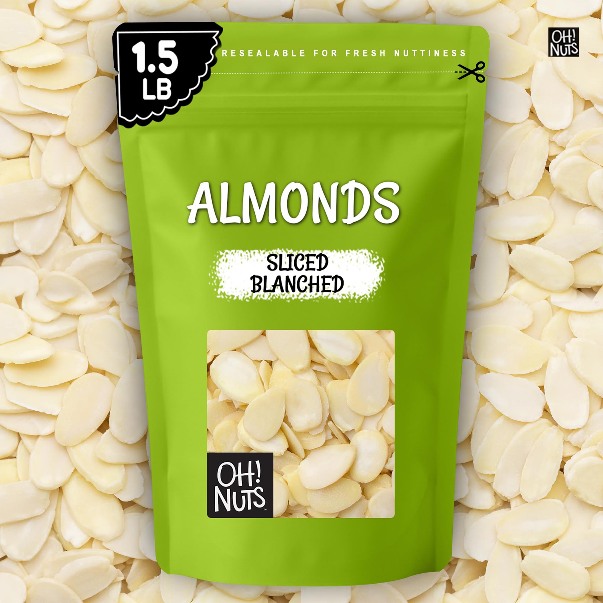 Oh! Nuts sliced almonds in snack bowl ready for healthy munching