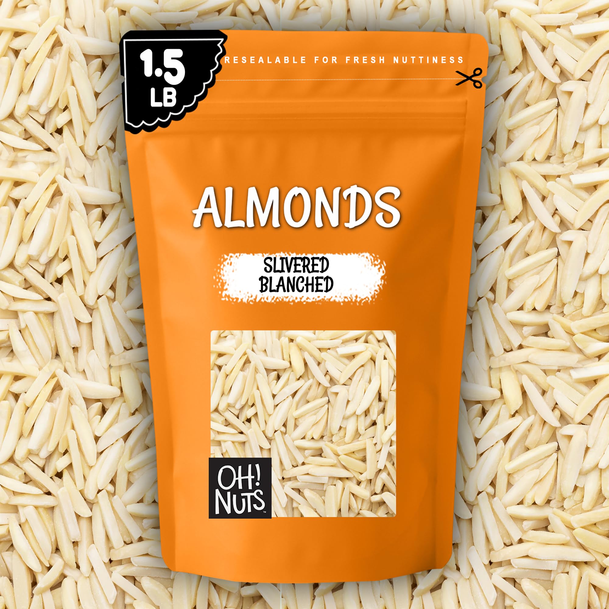 Oh! Nuts almonds in lifestyle snack setting showing portable, healthy snack option