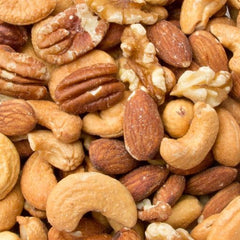 Oh! Nuts close-up of roasted mixed nuts texture showcasing natural crunch and clean flavor