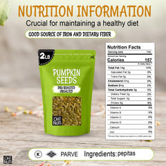 close-up of Oh! Nuts pumpkin seeds texture and dry-roasted finish for crisp crunch