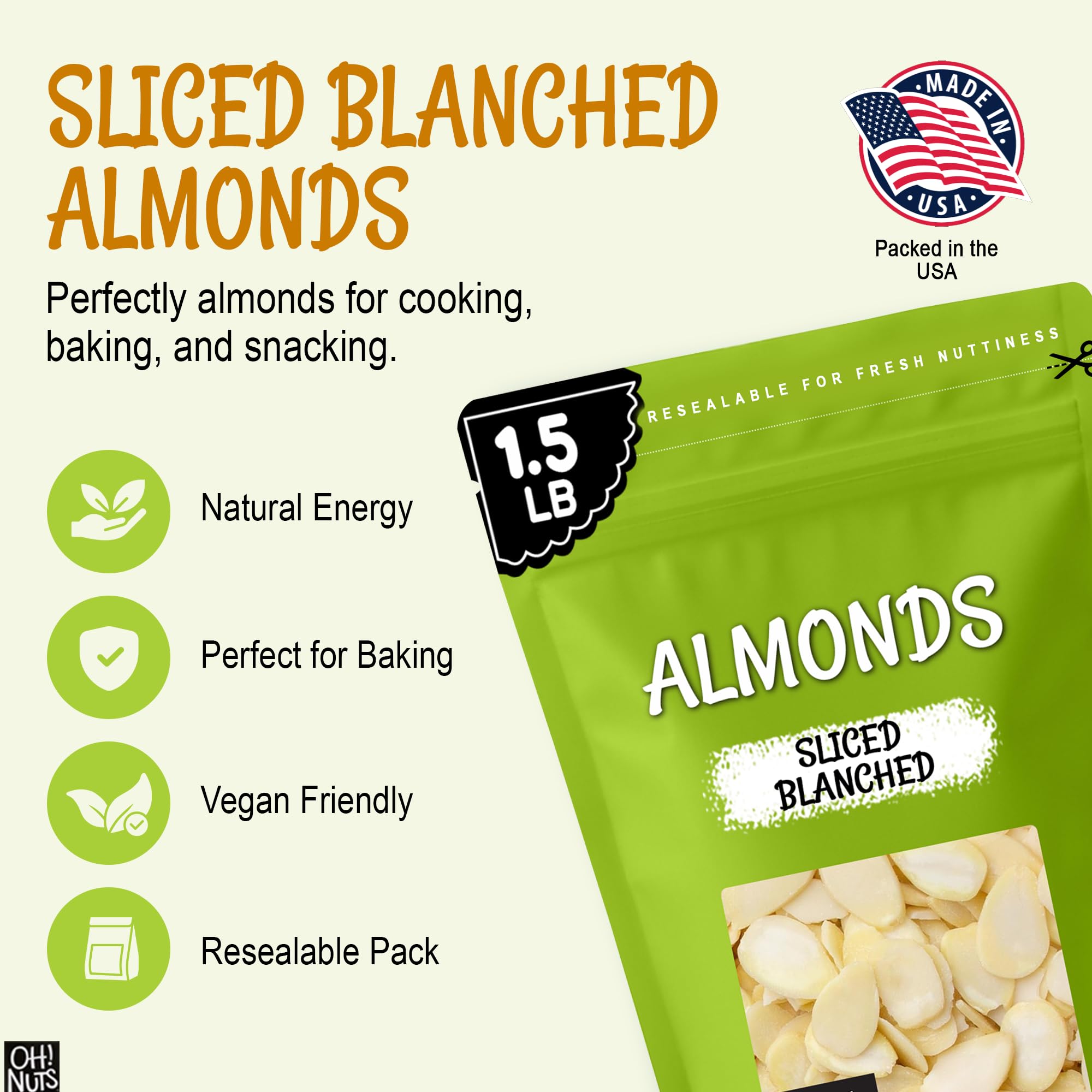 Oh! Nuts resealable zipper detail preserving freshness and crunch