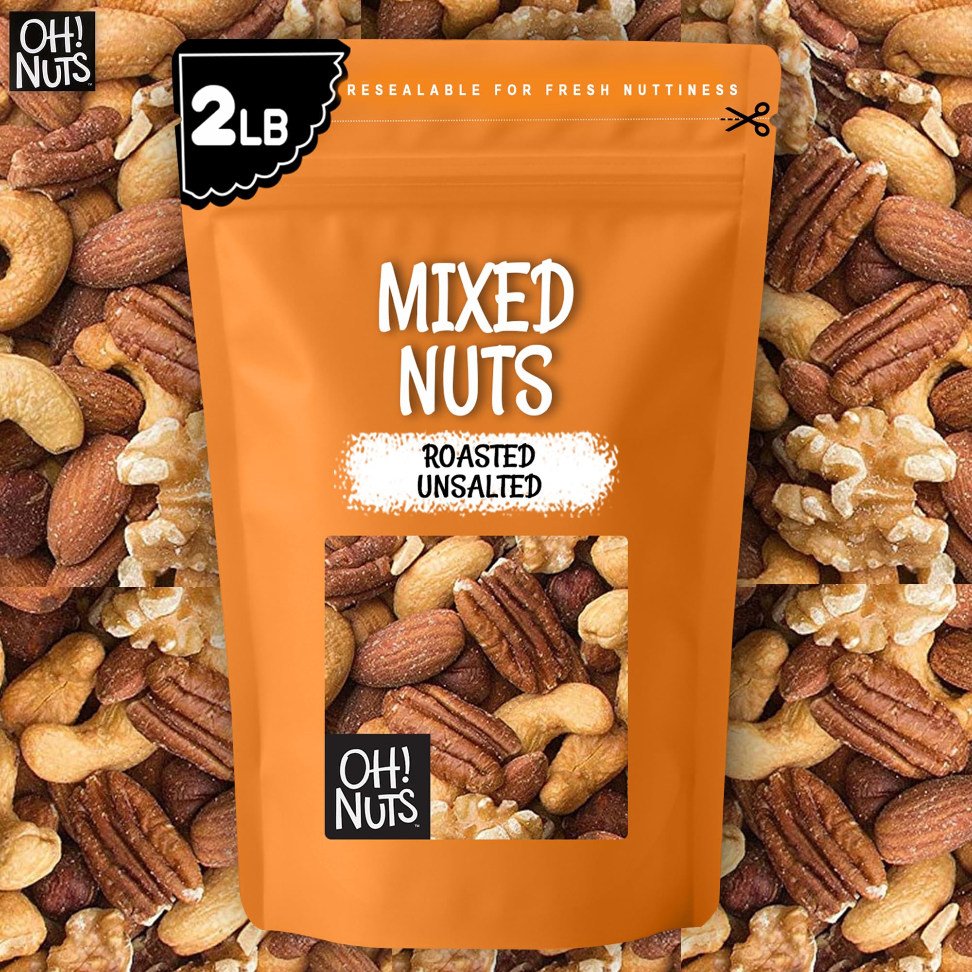 Oh! Nuts scale size comparison showing 2 lb bag value and portioning