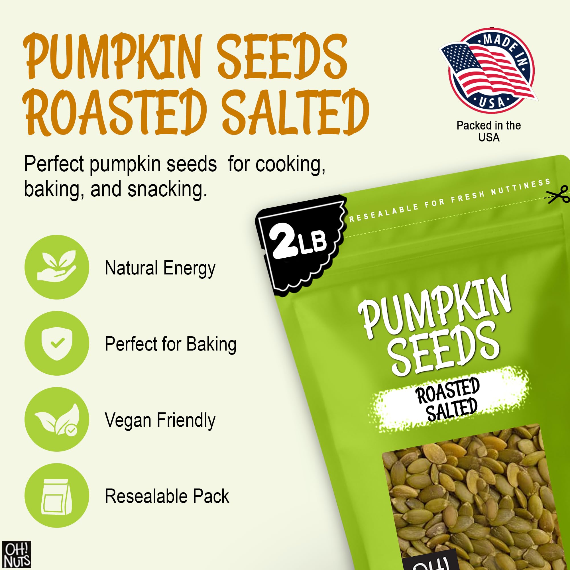 Oh! Nuts pepitas sprinkled on salad adding crunch and protein