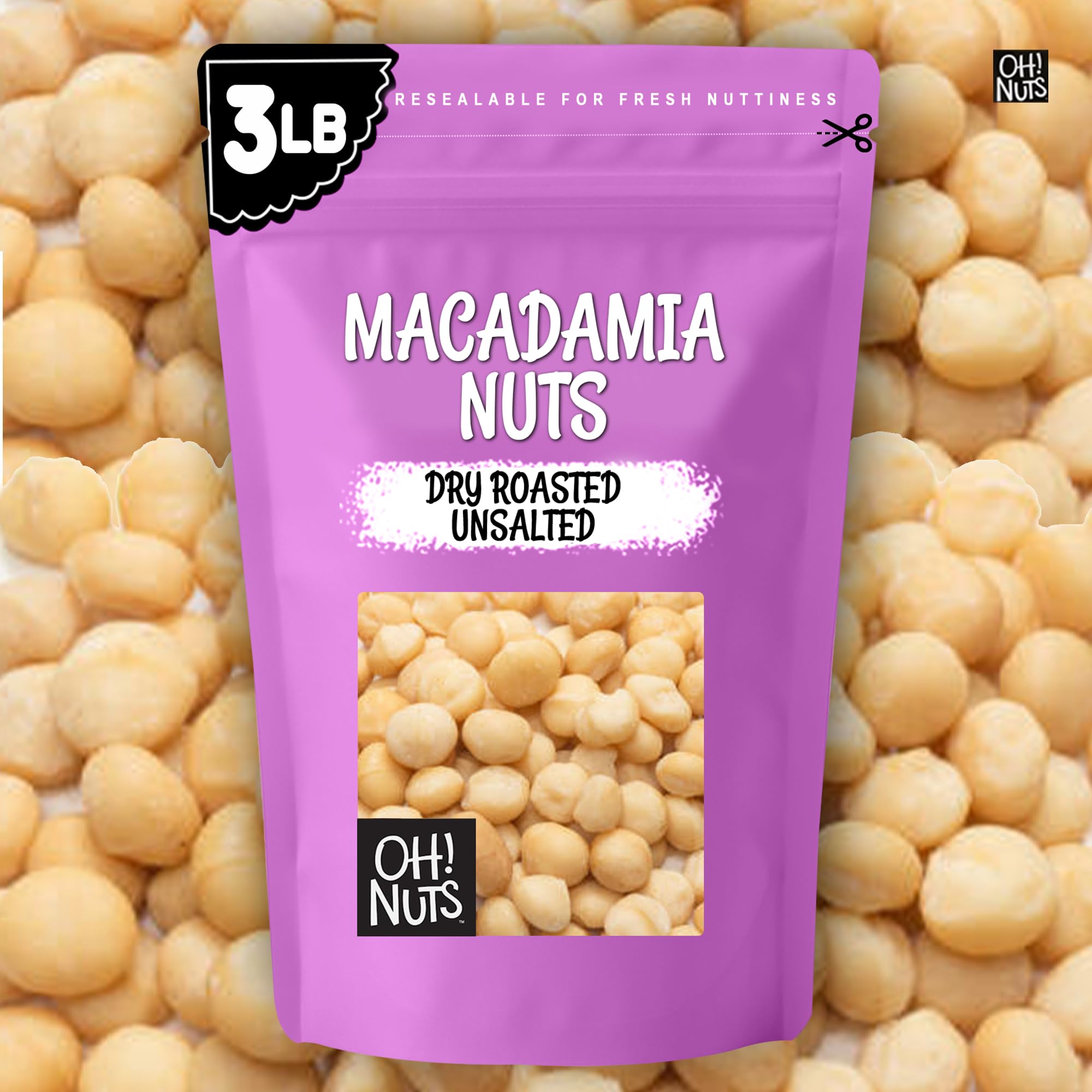 Oh! Nuts macadamias topping a salad showing flavor and texture boost