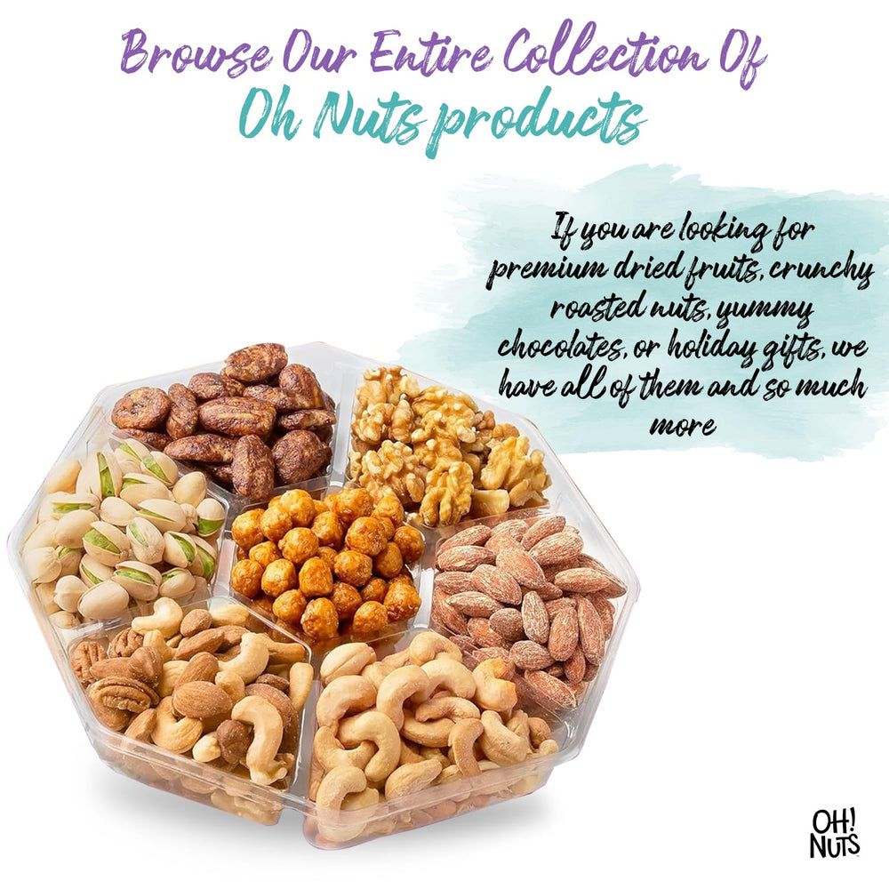 Oh! Nuts tray held in hand illustrating portion size and convenient gifting