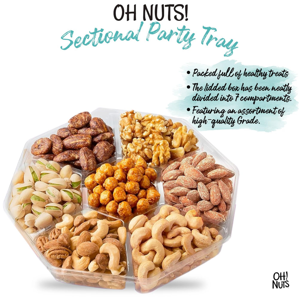 Oh! Nuts overhead shot of all seven compartments demonstrating variety and color