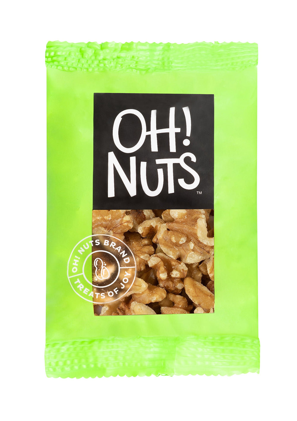 Oh! Nuts close-up of raw walnut halves highlighting fresh crunchy texture