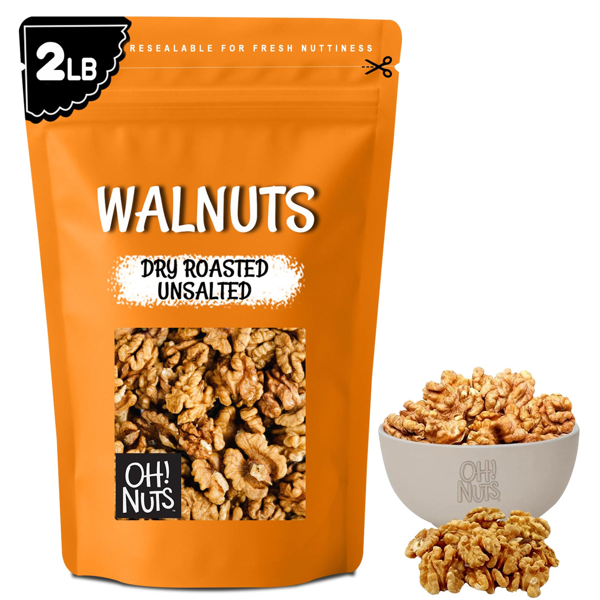 Oh! Nuts front packaging showing 2 lb bag and product clarity for pantry convenience