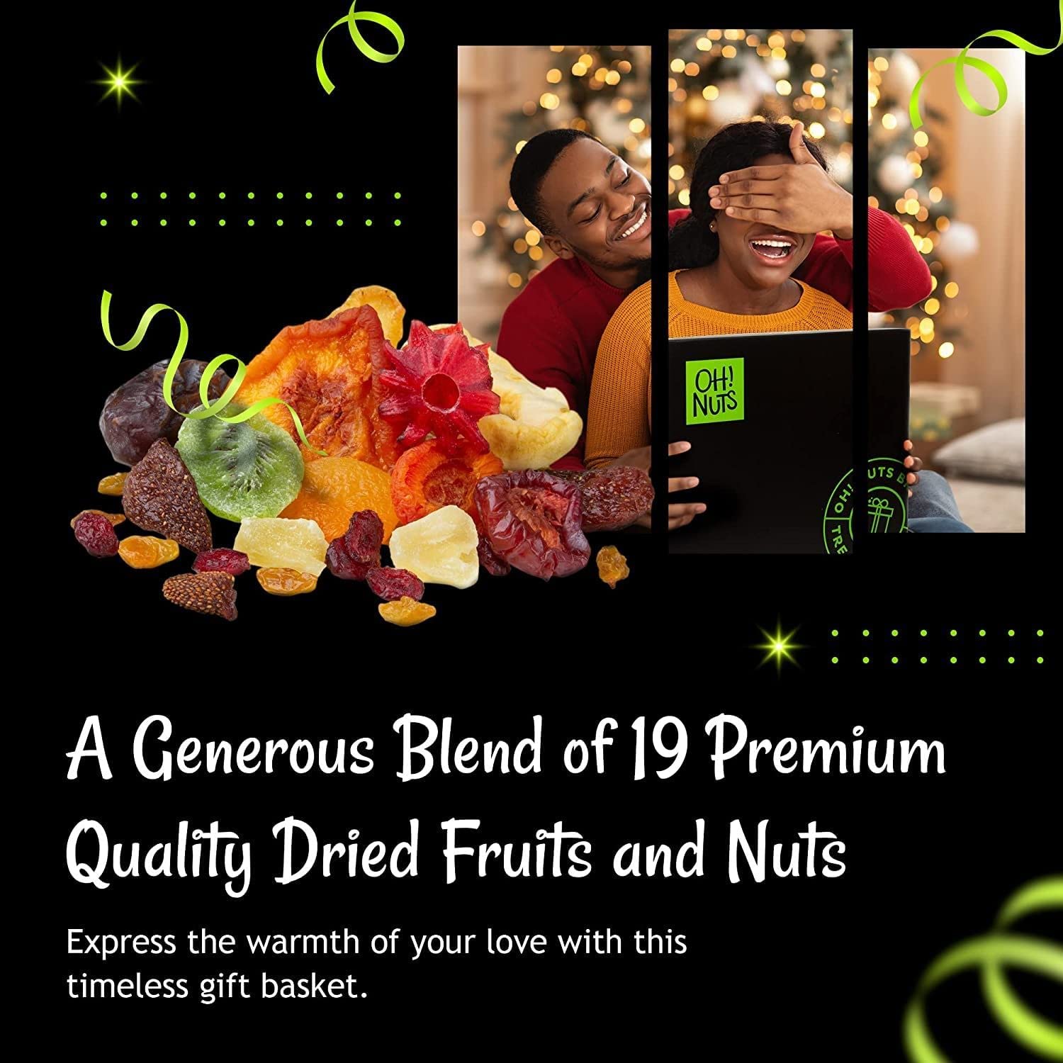 Oh! Nuts gift box on a table in a holiday setting for impressive gifting