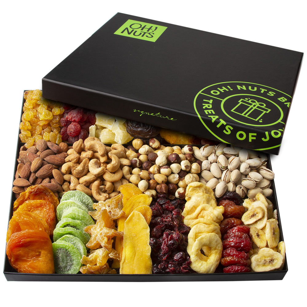 Oh! Nuts open box interior arrangement highlighting colorful variety and ease of sharing