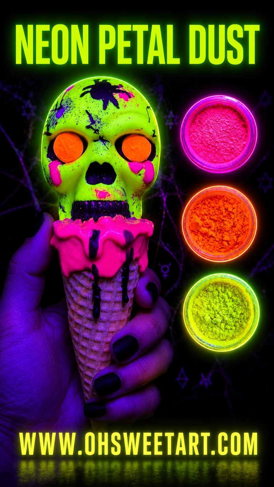 Oh! Sweet Art open jar neon yellow close-up texture for precise detailing
