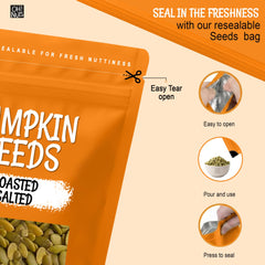 Oh! Nuts bowl of pumpkin seeds from above showing portioning and ready-to-eat benefit