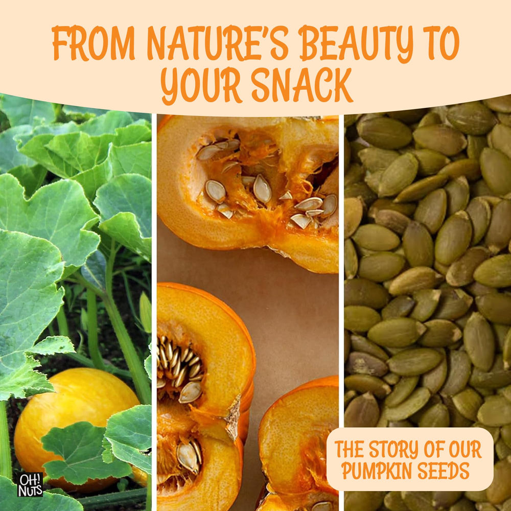 Oh! Nuts pepitas sprinkled on salad adding crunch and flavor benefit