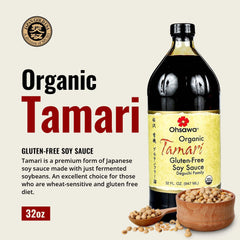 オーサワジャパン Ohsawa label close-up highlighting traditional brewing and ingredients benefit