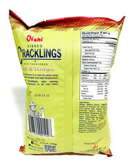 Oishi close-up ridge texture highlighting crunchy pork crackling and savory seasoning