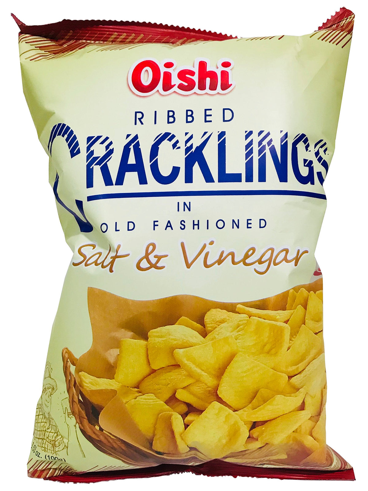 Oishi front packaging 3-pack showing beer-match branding and serving suggestion