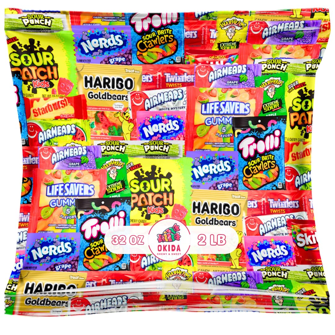 Okida front packaging showing colorful wrapped candies and festive appeal
