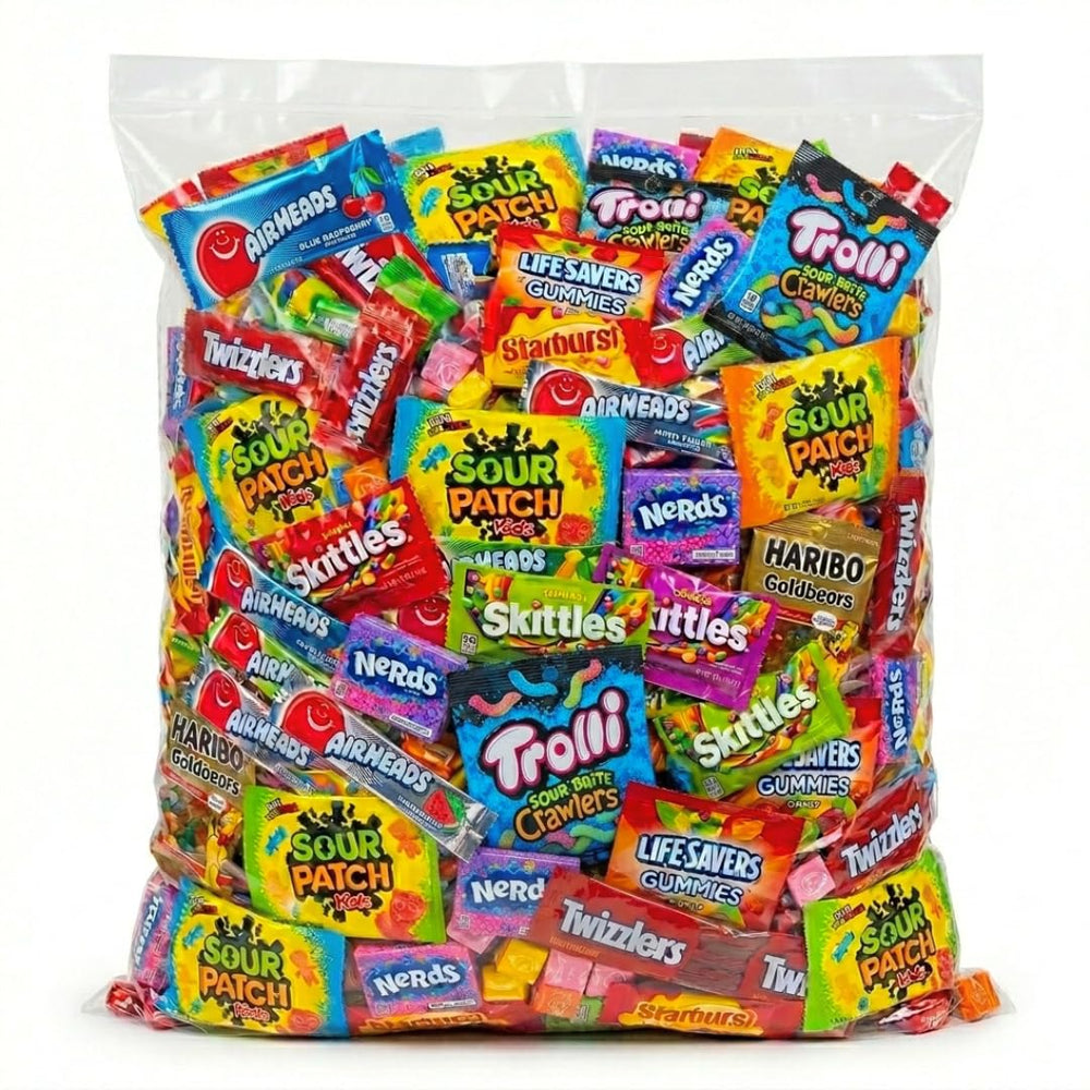 Okida front packaging showing resealable 32oz bag and assorted candy mix benefit freshness