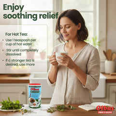 Olbas hot cup in hands offering warm aromatic comfort