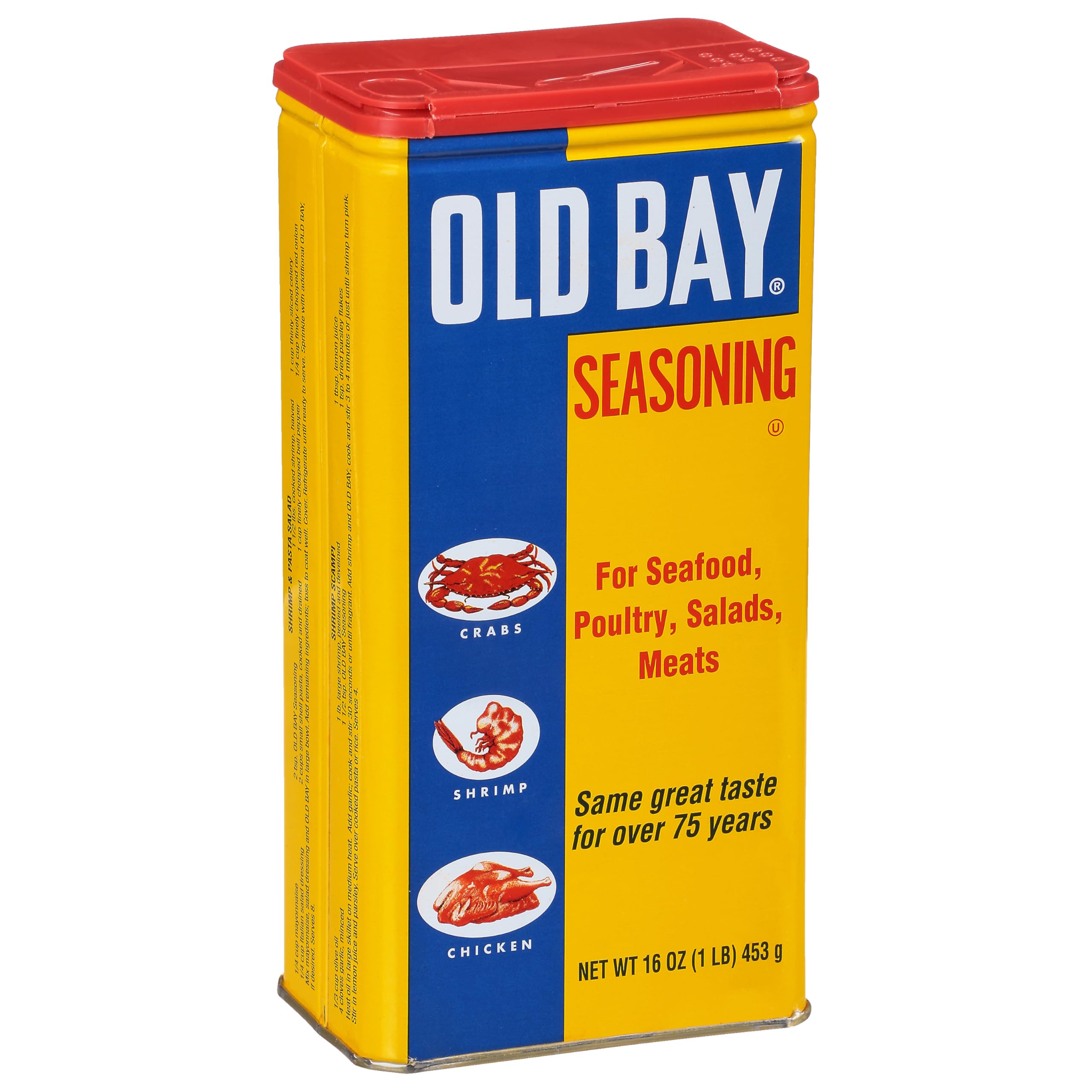 OLD BAY 16 oz tin front view showing iconic label and ready-to-use seasoning benefit
