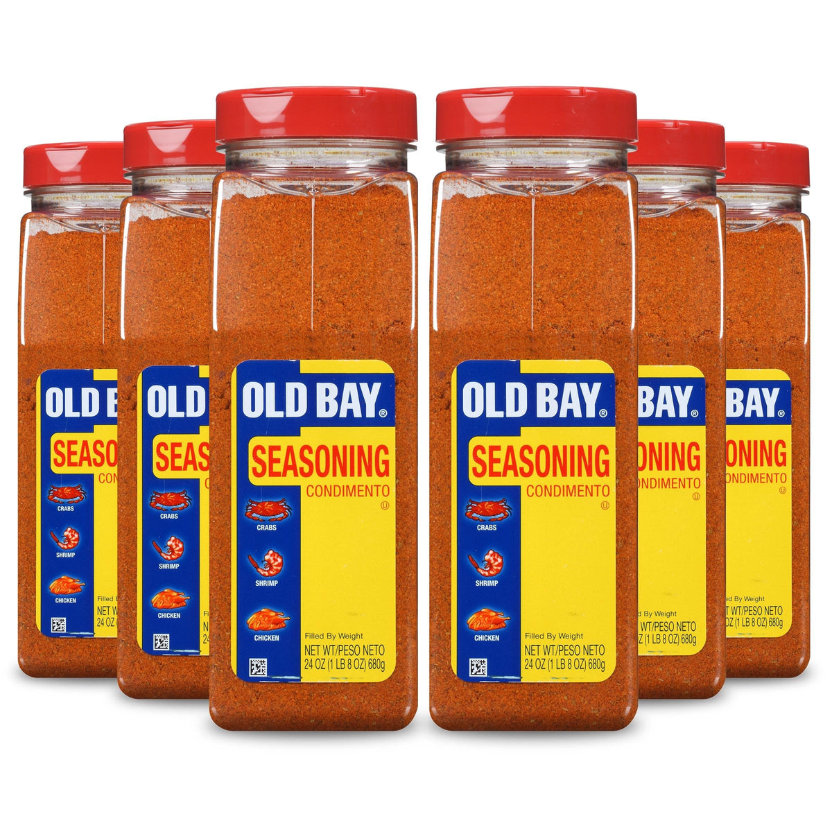 OLD BAY front packaging showing brand and 24 oz container, consistent seasoning supply